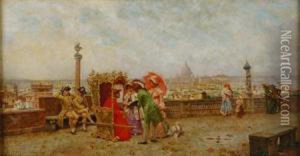 View Of Rome From The Hills Above The Piazza Del Populo Oil Painting - Luis Alvarez Catala