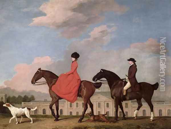 John and Sophia Musters riding at Colwick Hall, 1777 Oil Painting - George Stubbs