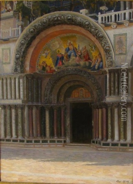 St. Marks, Venice Oil Painting - Adolf Heinrich Claus Hansen