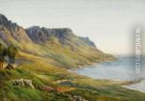 Coastal Landscape Oil Painting - Edward Lear