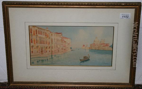 View Of The Grand Canal Oil Painting - A. Boni