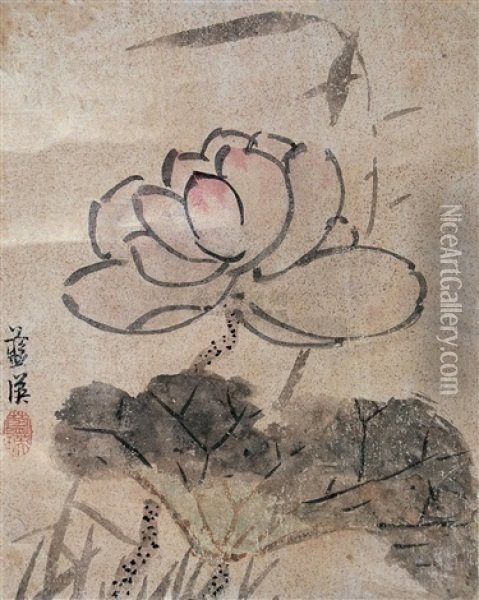 Lotus Oil Painting -  Lan Ying