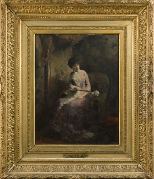 Portrait D'une Dame A L'eventail oil painting reproduction by