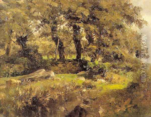 Árboles y peñas Oil Painting - Carlos de Haes