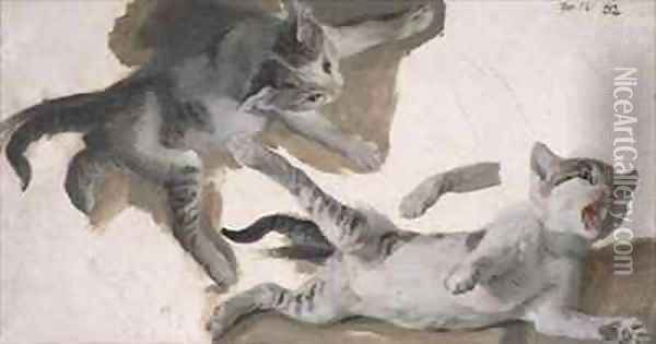 Sketches of a Kitten 2 Oil Painting - Alexandre-Francois Desportes