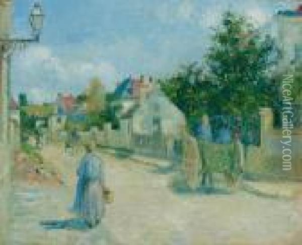 Rue De L'hermitage, Pontoise Oil Painting - Camille Pissarro