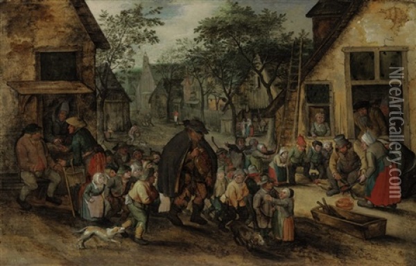 The Blind Hurdy-gurdy Player Oil Painting - Pieter Brueghel the Younger