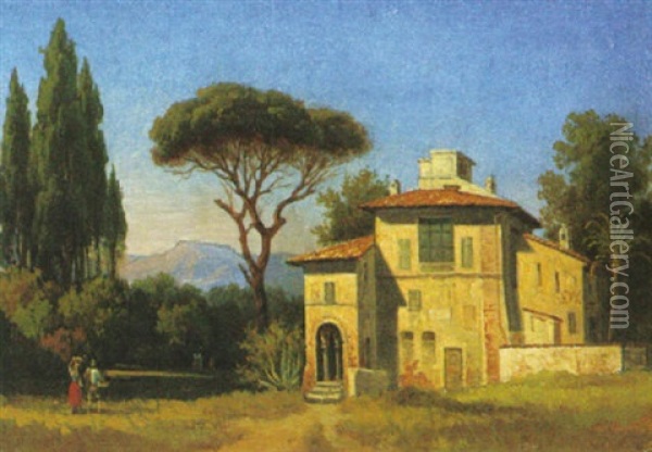 Rafaels Atelje, I Villa Borghese Tradgard Oil Painting - Gustaf Wilhelm Palm