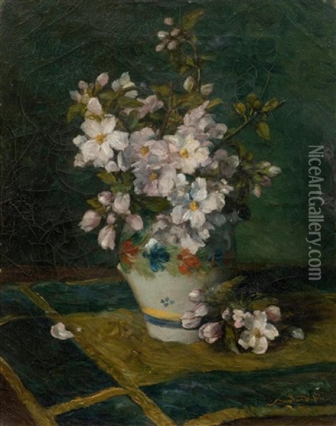 Apple Blossom In A Jug Oil Painting - Auguste Boulard Jr.