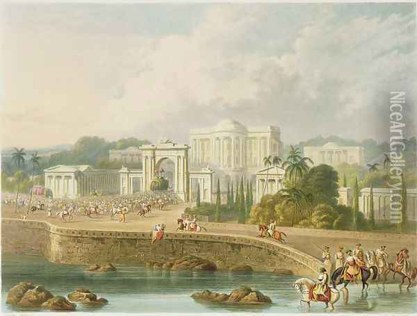 The British Residency at Hyderabad in 1813 Oil Painting - Grindlay, Captain Robert M.