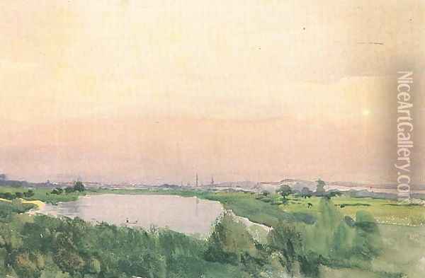 Landscape near Cracow Oil Painting - Leon Wyczolkowski