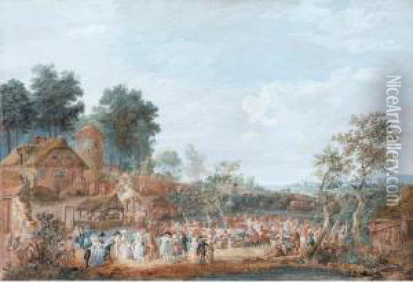 A Country Wedding Oil Painting - Louis Nicolael van Blarenberghe