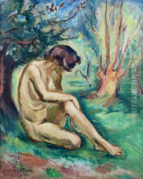 Nu Assis Pres De L'arbre Oil Painting - Emile-Othon Friesz