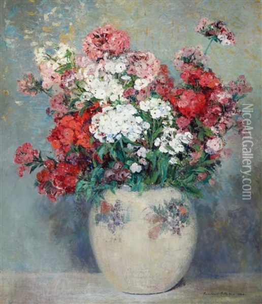 Floral Still Life, 1920 Oil Painting - Bernhard Gutmann