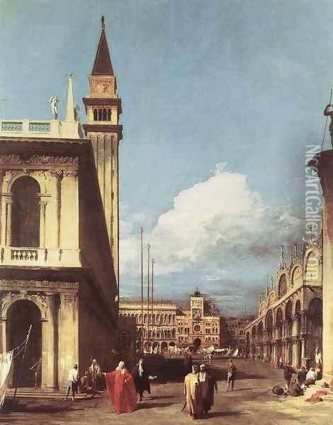 The Piazzetta, Looking toward the Clock Tower Oil Painting - (Giovanni Antonio Canal) Canaletto