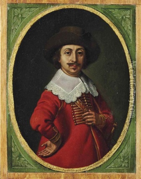 Portrait D'homme A Mi-corps, Coiffe D'un Chapeau Oil Painting - Isaack Jacobsz. van Hooren