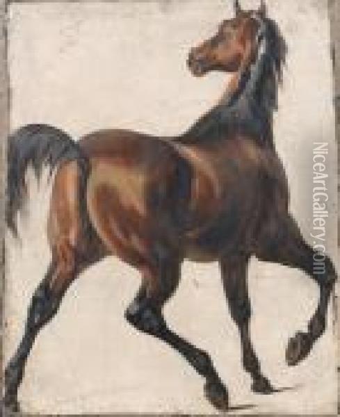 Chestnut Horse Oil Painting - Eugene Delacroix