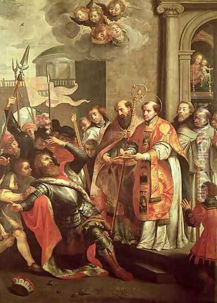 St. Bernard of Clairvaux 1090-1153 and William X 1099-1137 Duke of Aquitaine Oil Painting - Martin Pepyn or Pepin