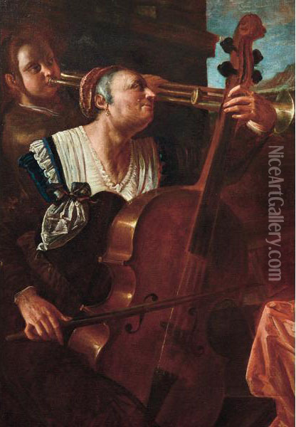 Allegoria Della Musica Oil Painting - Giovanni Domenico Lombardi