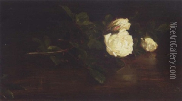 A Still Life Of Christmas Roses Oil Painting - George Reid