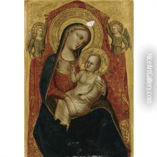 Madonna And Child With Two Angels Oil Painting - Lorenzo di Bicci