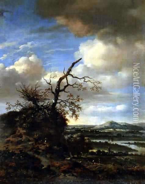 Extensive River Landscape c.1665-1670 Oil Painting - Jan Wynants