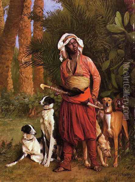 The Negro Master of the Hounds Oil Painting - Jean-Leon Gerome