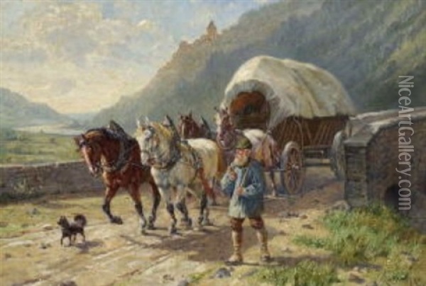 Bauer Mit Pferdefuhrwerk Oil Painting - Elmar von Eschwege