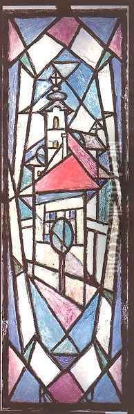 Triple Stained Glass Window I 1972 73 Oil Painting - Janos Kmetty