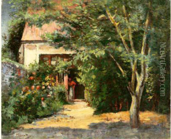Le Jardin Fleuri Oil Painting - Claude Vignon
