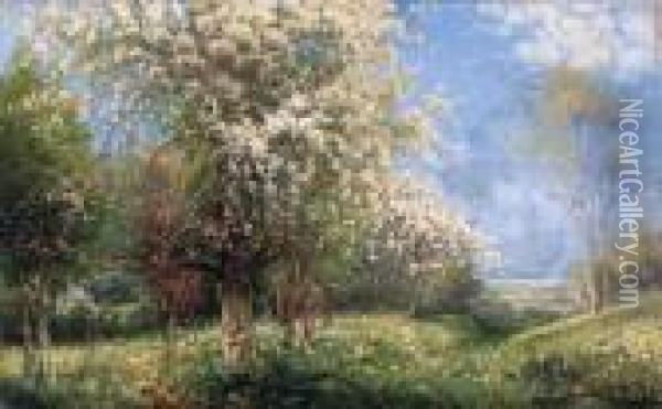 Trees Blossomg On The Hillside Oil Painting - Karl Kaufmann