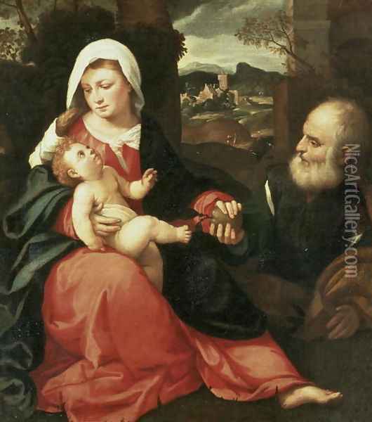 The Holy Family Oil Painting - Cariani