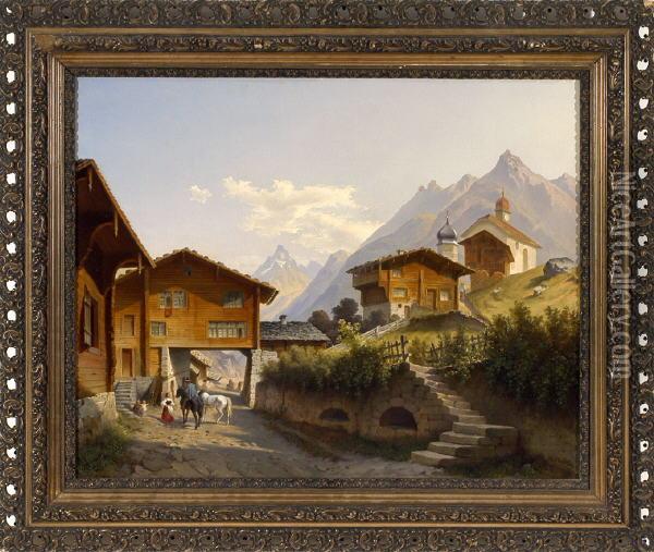 Partie In Wassen Am Gotthard Oil Painting - Hermann Herdtle