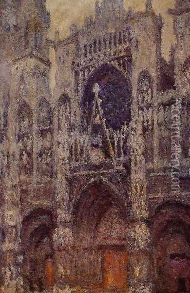 Rouen Cathedral, the Portal, Grey Weather Oil Painting - Claude Oscar Monet