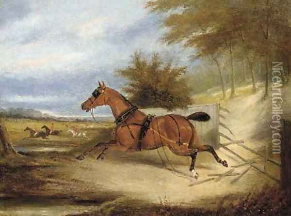 The runaway horse Oil Painting - English School