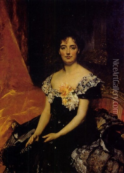 Portrait De Carmen De Wendel Oil Painting - Ferdinand Victor Leon Roybet
