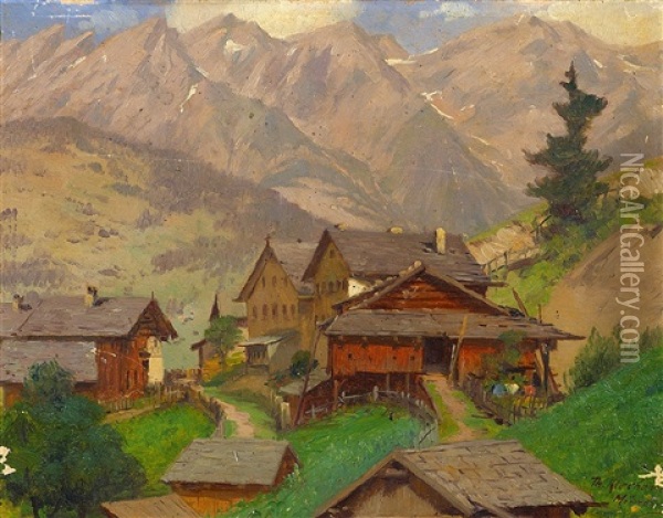 Tobadill Im Tirol Oil Painting - Theodor Kleehaas