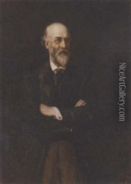 Portrait Of A Gentleman In A Black Frock Coat Oil Painting - Sir Hubert von Herkomer