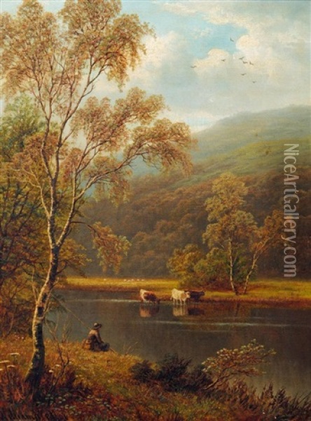On The Derwent Derbyshire Oil Painting - William Mellor