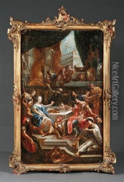Gastmahl Der Kleopatra Fur Marc Anton Oil Painting - Johann Nepomuk de LaCroce