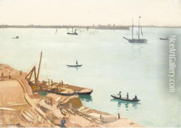 Ouvriers Au Quai Venise Oil Painting - Albert Marquet