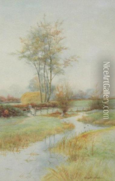 River Landscape Oil Painting - George Oyston