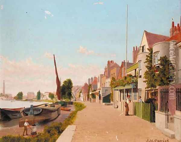 Strand on the Green, Chiswick Oil Painting - John Mulcaster Carrick