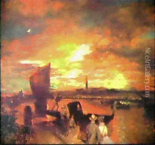 Abendstimmung Vor Venedig Oil Painting - Oswald Achenbach