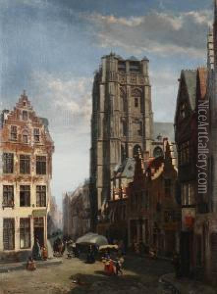 Sint-jacobsmarkt Oil Painting - Jean Baptiste van Moer