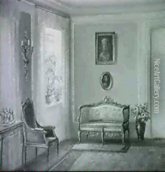 Dr Boler's Drawing Room, Bakkehuset. Oil Painting - Hans Hilsoe