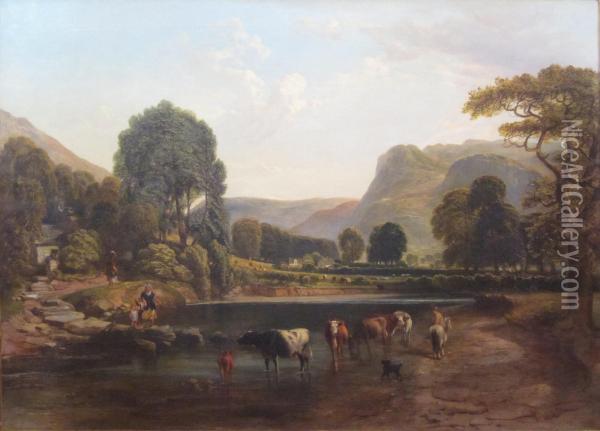 River Landscape Oil Painting - Horatio McCulloch