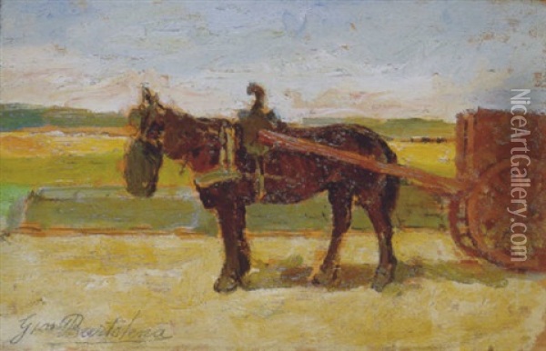 Cavallo E Caretto Oil Painting - Giovanni Bartolena