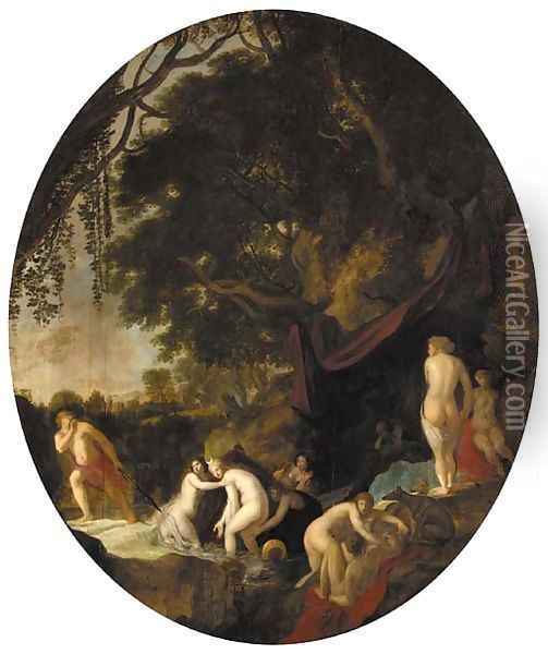 Diana and Actaeon Oil Painting - Moyses or Moses Matheusz. van Uyttenbroeck