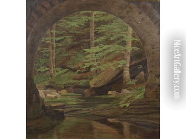 Forest Bridge Oil Painting - Edward Bruce